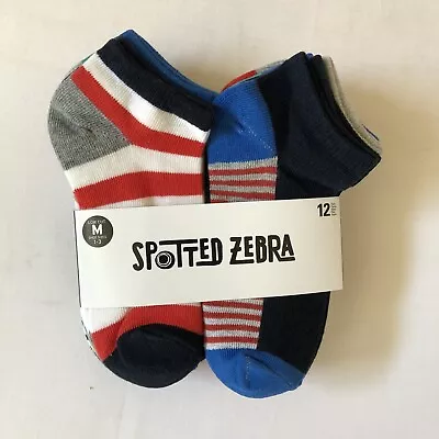 SPOTTED ZEBRA Kids NEW Size Medium 12-Pair Colorful Crazy Stripes Low Cut Socks • £8.03