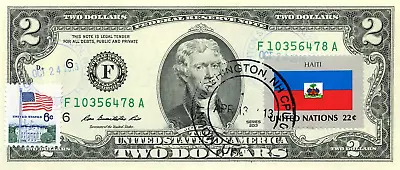 $2 Dollars 2013 Stamp Cancel Postal Flag From Haiti Value $175 • $175