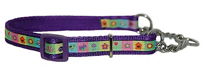 Purple Pink Various Half Check Choke Martingale Medium Dog Training Collar 3/4  • £6.99