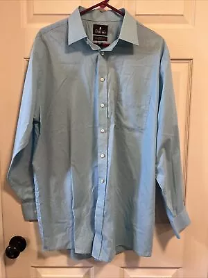 Stafford Travel Oxford Mens Dress Shirt Size 17 1/2 (34-35) Aqua Button Down • $10