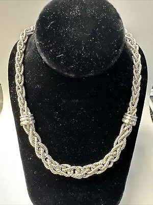 Vintage STERLING SILVER 12mm FANCY TWIST ROPE CHAIN 21” Solid Heavy 140.6 Grams • $199.26