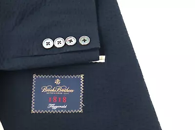 Brooks Brothers Sport Coat Mens 42R Seersucker Fitzgerald Two Button Navy Cotton • $89.99