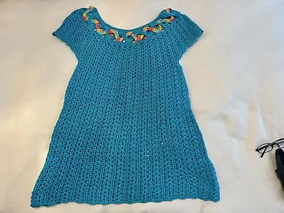 Hand Made/Knitted Baby Blue Girl’s Dress M (440) • £55