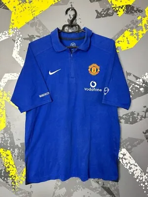Manchester United Training Jersey Football Polo Shirt Blue Nike Mens SZ L Ig93 • $25.49