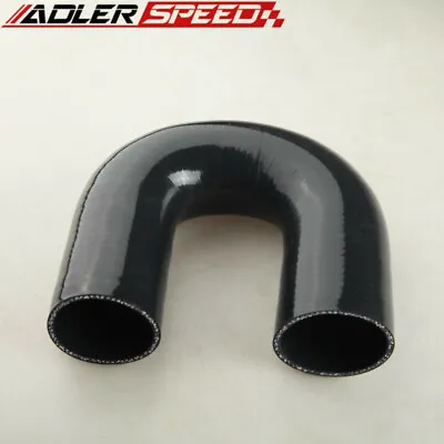 3Ply 2  Inch ID 180 Degree Turbo Silicone Coupler Hose Pipe Adapter Black • $21