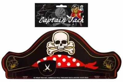 6 Pirate Paper Hats - Skull Black Pinata Loot Party Bag Fillers Captain Jack • £4.29