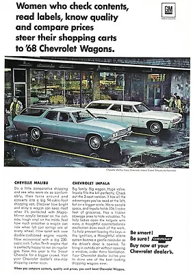 1968 Chevrolet Malibu Station Wagon Automobile Vintage Color Print Ad Auto • $9.99