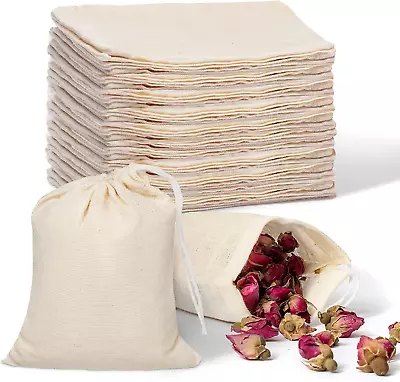 JW CRAFT Reusable Muslin Bags 3 X 4 Inches | 50 Pcs Small Drawstring Bags | B24 • $15.99