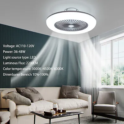 Modern  Invisible Ceiling Fans With 3-Color LED Light Fan Chandelier+remote • $52.25