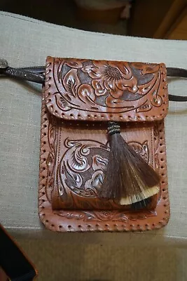 Mexican Tooled Leather Bag Western Belt Shoulder Strap Crossbody • $49.99