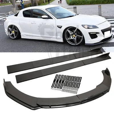 For Mazda RX8 Carbon Fiber Front Bumper Lip Spoiler Body Kit + 86.6  Side Skirt • $149.84