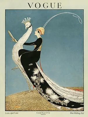 Vintage Vogue Fashion Cover Woman Riding Peacock (1918) - 17 X22  Fine Art Print • $79.99