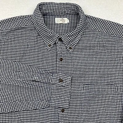 J Crew Flannel Shirt Men Size XL Houndstooth Button Up Long Sleeve Preppy • $17.92