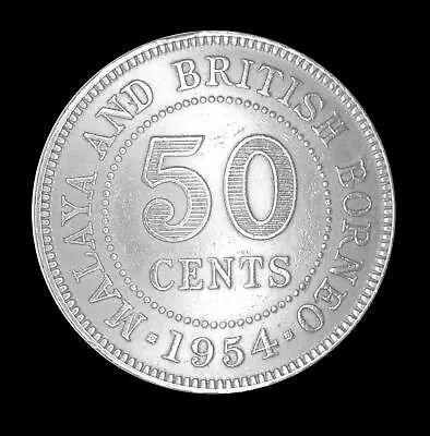 1954 Malaya 50 Cents QEII Coin - CIRC WORN - But MUCH NICER Than Photos! • $9.88