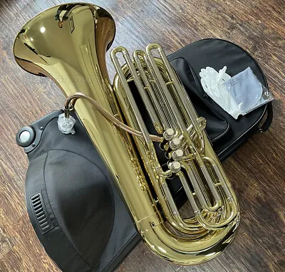 Professional 3/4 BBb Tuba 4 Valves Gold Horn 14.4'' Bell 0.661'' Bore With Case • $4200