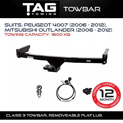 TAG Towbar Fits Peugeot 4007 & Mitsubishi Outlander 2006-2012 Capacity 1600Kg • $1164
