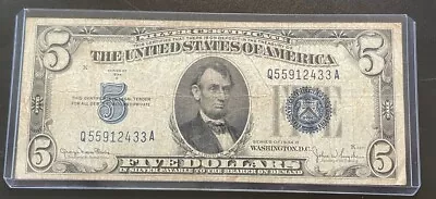 RARE -  1934-D Silver Certificate $5 Blue Seal • $8.75