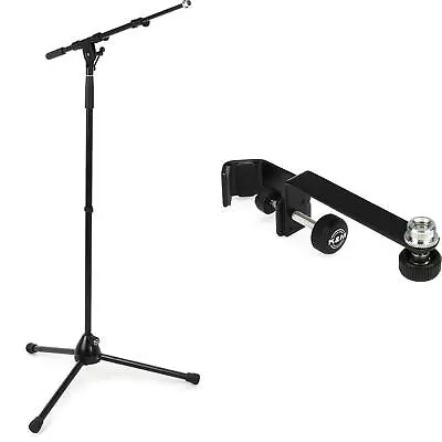 K&M 210/9 Telescoping Boom Microphone Stand And Clamp-on Mic Holder • $115