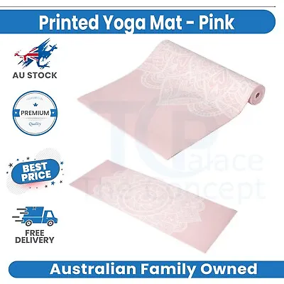Printed Yoga Mat Eco Friendly Exercise Fitness Gym Non Slip Pink • $12.45
