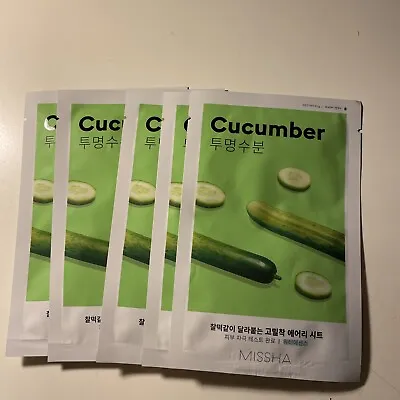 MISSHA AIRY FIT SHEET FACE MASK W/ CUCUMBER —5 Pack • $8