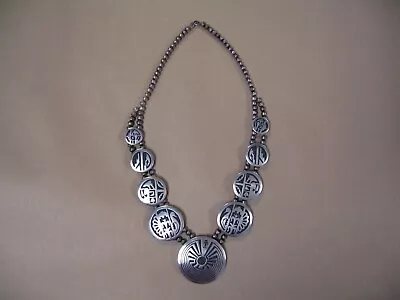 Vintage Ella Riggs Hopi  Man In The Maze  Sterling Silver Overlay Necklace • $999.99