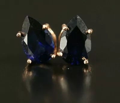 6.8mm Pear Lab-Created Sapphire Anniversary Stud Earrings 14K Yellow Gold Plated • $47.99