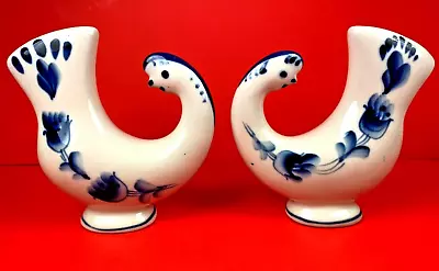 Set Of 2 Vintage Gzhel Blue & White Porcelain Birds Made In Russia • $34.95