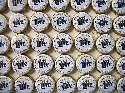 100 Lot  Miller Lite Beer Bottle Caps (white ) No Dents (craft's) • $2.99