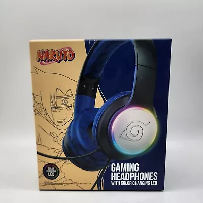 Naruto Gaming Headphones Blue/BLACK W/Blue LED & Adjustable Mic - HP-1206-Blue • $28.95