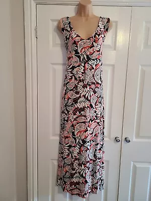 Orange & Black Floral Jersey Feel Summer Maxi Dress Size 18 By Marks And Spencer • £15.99