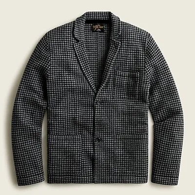 $298 NWT J. Crew Charcoal Houndstooth L CASHMERE Cardigan Blazer W/patch Pockets • $209.99