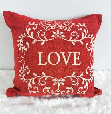 'Harriet' Deep Red Chenille Velvet Decorative Cushion. 18 X18 . • £8