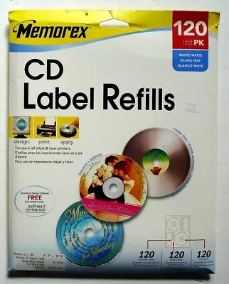 Memorex CD Label Refills 120 PackWhite Matte 3202-0242 New/Sealed • $9.99