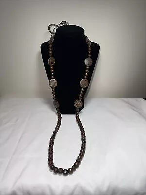 Boho Tiki Luau Coconut & Wooden Bead Necklace Men/Women 16 Inches • $10