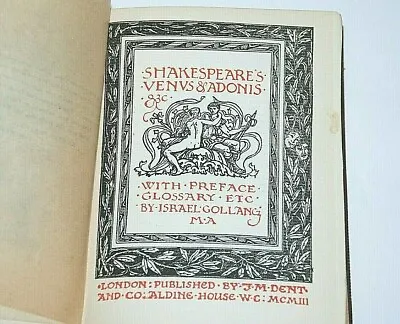 SHAKESPEAR'S Venus & Adonis Antique Book Israel Gollancz 1903 Pocket Miniature  • $13.99