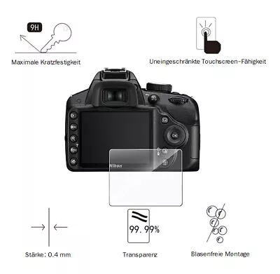 Nikon D3100/D3200/D3300 0 1/32in Adhesion Screen Protector Glass Screen LC7626 • $10.64