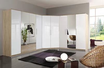 Qmax German Made Bedroom Furniture - Grande Wardrobe Range - Oak/White • £439.99