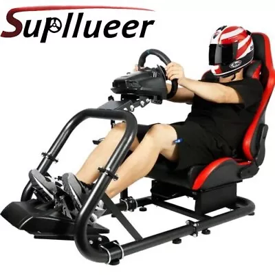 Supllueer Racing Simulator Cockpit Stand With Red Seat Fit Logitech G920  G29 • $289.99