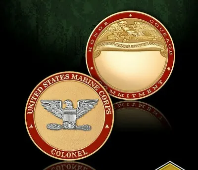 Usmc Marine Corps Colonel Gold Silver Engravable 1.75   Challenge Coin • $36.99