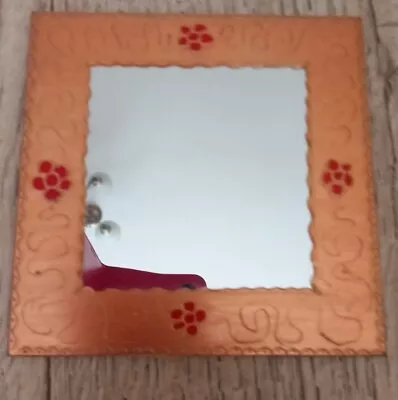 Unique Wall Mounted Hand Painted Glass Mirror Square Frame Vanity 15cm • £4