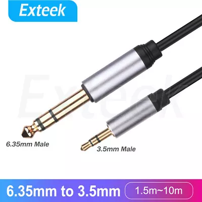 $8.95 • Buy 3.5mm To 6.5mm 6.35mm 1/4 Inch Stereo Amplifier Guitar Cable Audio Lead 1.5M~10M