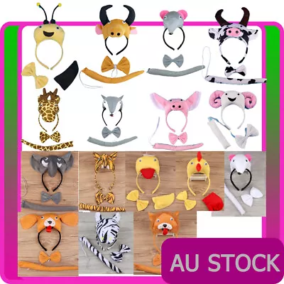 Kids 3D Animal Headband Bow Tie Tails Set Costume Zoo Party Child Book Week • $16.14