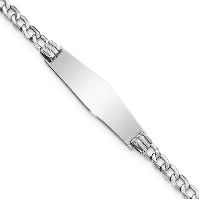 Avariah 14k White Gold WG Semi-solid Soft Diamond Shape Cuban Link ID Bracelet • $309.99