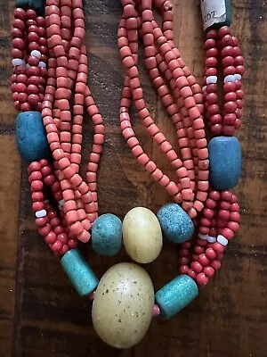 Lot Of 2 Coral And Turquoise Moroccan Necklaces • $75