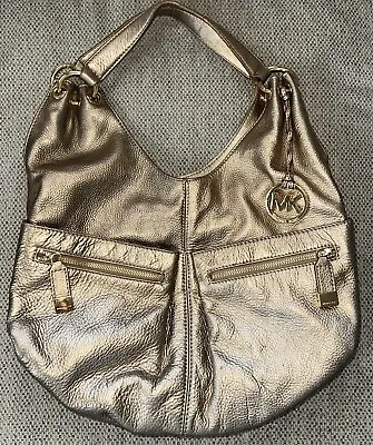 MICHAEL KORS Layton Gold Leather Bag Purse  Soft Leather Hobo BEAUTIFUL • $59