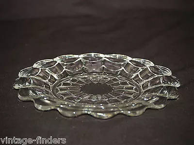 Old Vintage Clear Glass Swag 8-1/2  Snack Plate Unknown Maker ~ Mid-Century • $19.99