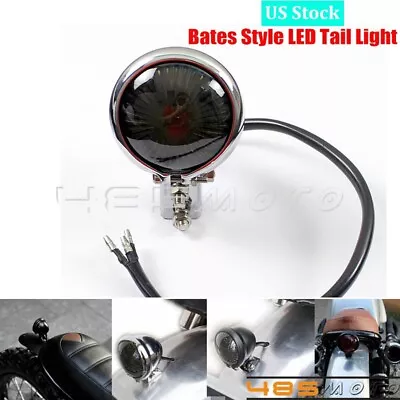 Motorcycle Bates Style Vintage Mini LED Brake Stop Tail Light Smoke Lens Lamp • $15.99