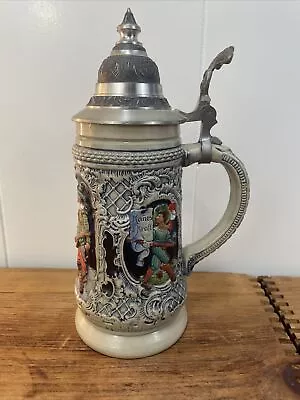 Vintage Alt-Grenzau 1894 Pewter Lid Ceramic Beer Stein W. Germany • $39.99