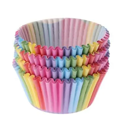 100 Pcs Colorful Rainbow Paper Cake Cupcake Liners Baking Muffin Cup Case S • £4.48