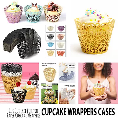 £0.99 • Buy 25 Vine Cupcake Cake Wrappers Cases Muffin Baking Filigree Wrapper Wedding Party